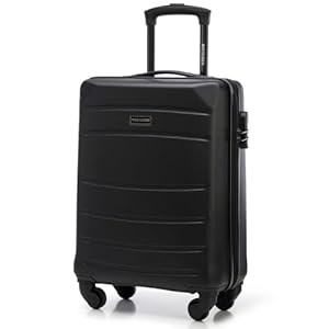 WITTCHEN Globe Line Reisekoffer Handgepäck Kabinengepäck Trolley Hartschale aus ABS mit 4 Rollen Zahlenschloss Teleskopgriff | Größe S | Schwarz Lufthansa/Eurowings/Ryanair... Airlines