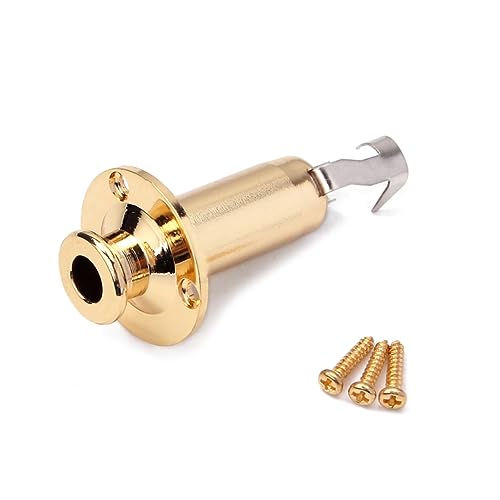 HEMOTON Stereo/mono Guitar Jack Socket 1/4 End Pin Jack Mounting Jackplate for Acoustic Guitars