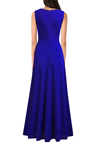 Image of MUSHARE Women's V Neck Sleeveless Split Formal Dress Cocktail Party Prom Long Dresses