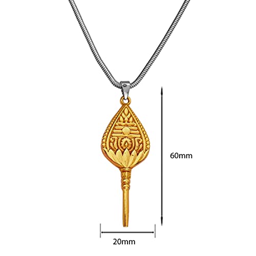 M Men Style South Indian Religious Jewelery Lord Murugan and His Vel Gold Brass Pendant Necklace Chain for Unisex