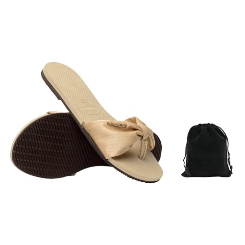 Havaianas Women's You St. Tropez Lush Flip Flops - Elegant, Comfortable, and Durable Satin Strap Sandals for Beach, Casual, and Everyday Wear, Includes Velvet Pouch, 9-10
