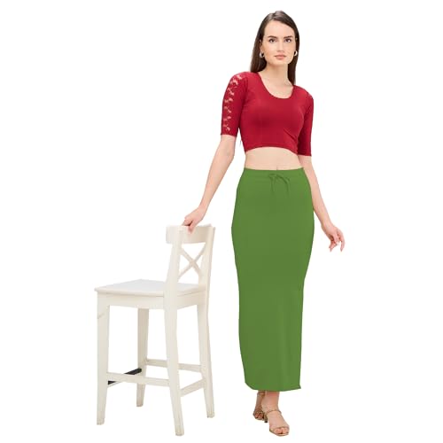 Image of DESI GIRL Cotton Lycra Stretchable Saree Shapewear Petticoat with Drawstring for Women | Fishcut Saree Petticoat with Side Slit for Easy Movement | Saree Shaper | Long inskirt