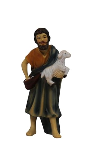 ZICOM Krippenfigur Miniaturfigur Schäfer mit Schaf Höhe 11,3cm handbemalt...