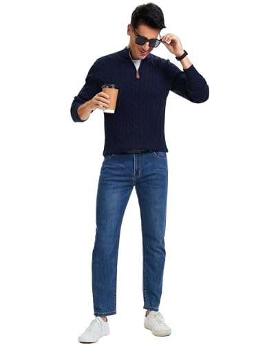 iWoo Quarter Zip Sweaters for Men Slim Fit Long Sleeve Knitted Pullover Mock Neck Business Casual Dress Sweater4