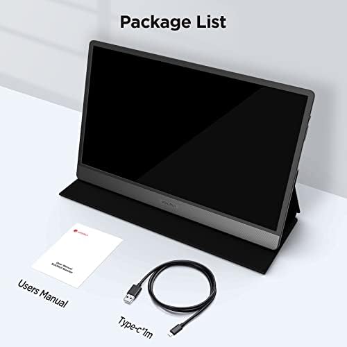 KOORUI Portable Monitor 15.6 inch 1080P FHD USB-C Laptop Monitor HDMI Computer Display IPS Gaming Monitor w/Premium Smart Cover & Speakers, External Monitor for Laptop PC Mac Phone Switch