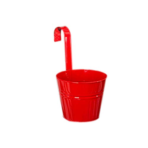 ZumZup Set di 2 vasi da fiori da appendere in metallo con gancio staccabile, secchio per fiori da balcone con foro di drenaggio, fioriera da parete, decorazione per la casa, giardino, decorazione per
