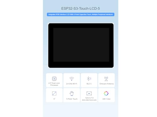 Écran tactile capacitif ESP32-S3 Waveshare 5 pouces haute résolution pour projets IoT