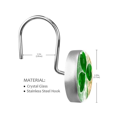 St. Patrick's Day 12pcs Clover Shower Curtain Hooks, Decorative Shower Curtain Hanger Rings Roller, Stainless Steel Round Shower Rings Hangers for Bathroom by YEXLE - Image 3