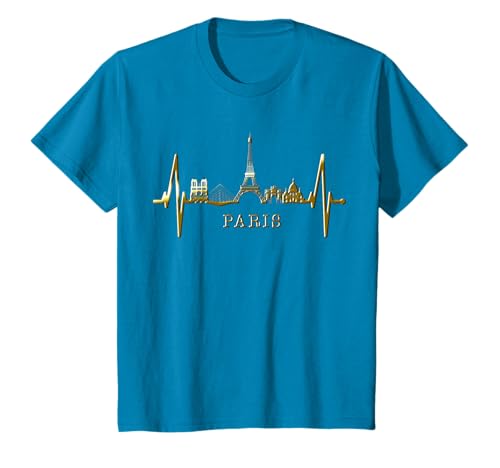 Paris Skyline Battement de Cœur I Love Tour Eiffel Amour T-Shirt