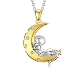 PELOVNY Necklaces for Women Cat/Mouse/Elephant/Penguin/Sloth/Bunny/Panda Necklace Sleeping Mice Necklaces 925 Sterling Silver Rat Pendant Mouse on Cheese Fairy Tales Pendants for Girlfriend Women, - Image 1