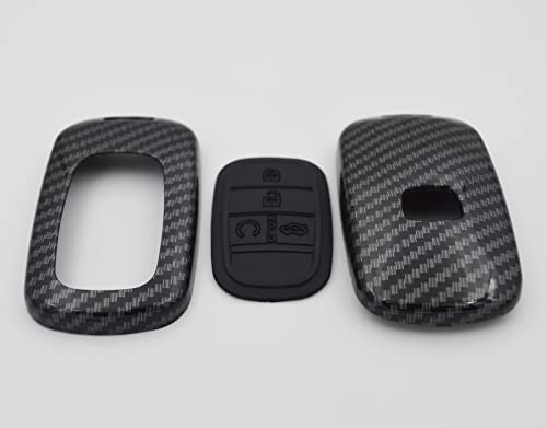 2-Layers Hybrid Combo Carbon Key Fob Cover + Keychain For 2022 2023 Honda Civic Accord Cr-V Hr-V V Pilot Si Ex Ex-L Touring #TOP4
