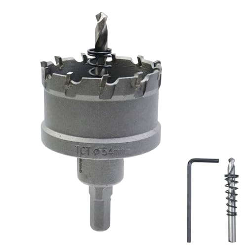 Rannb Carbide Tipped Hole Saw Drill Bit 2-1/8"/54mm Cutting Dia Hole Saw Cutter for Metal