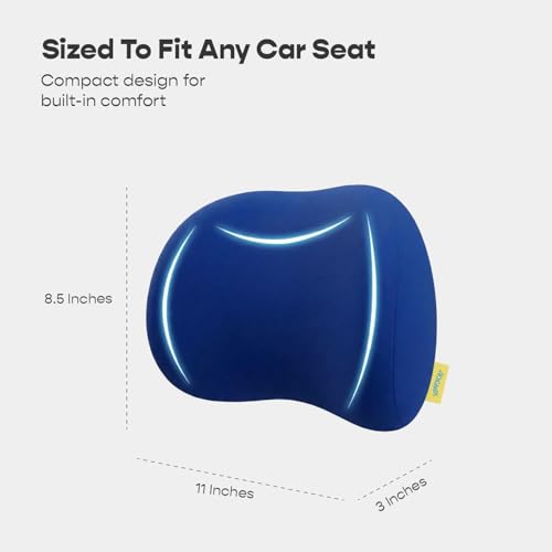 Image of SleepyCat Car Neck Rest Pillow | Adaptive Memory Foam Cushion | Neck Support for Cervical Pain Relief | Ergonomic Design | Fits Any Car Seat | Adjustable Straps | Machine Washable Cover | Blue