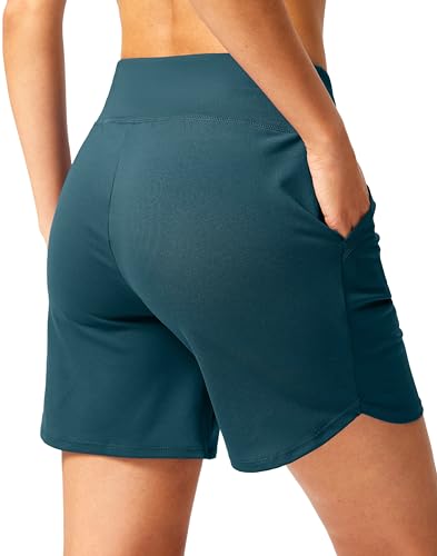 Image of G Gradual Women's Athletic Shorts 6 inch High Waisted Stretchy Bermuda Shorts for Women Quick Dry Summer Casual Shorts