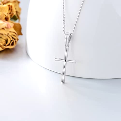 14k Gold Cross Pendant and Box Chain Necklace for Women, Baptism Jewelry Confirmation Gifts for Her, 18 inch4