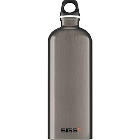 SIGG Traveller Smoked Pearl Water Bottle (1 L), Pollutant-Free and Leak-Proof Metal Bottle, Lightweight Aluminium Bottle with Screw Cap Cover