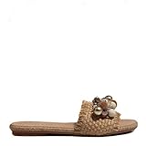  Porronet Sandalia Beige Cristales Planas para Mujer, 37
