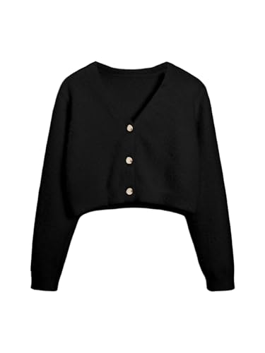Floerns Girls V Neck Long Sleeve Button Front Knit...