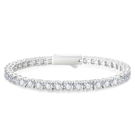 KRKC&CO Tennisarmband für Damen, 4mm Tennis Armband Weißgold beschichtet, Zirkonia Kristall Armband Iced Out, Geburtstag Geschenk für Frauen Mädchen [Größe 16,5cm]