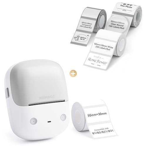 Image of NIIMBOT B2 Label Maker(Gray White) Machine with 4 Rolls Label Tape for Home Kitchen Office Organization
