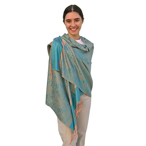 SILVERFEVER Women’s Shawl Vintage Jacquard Paisley Pashmina Special Occasion Wrap Evening Scarf Double Sided Stole