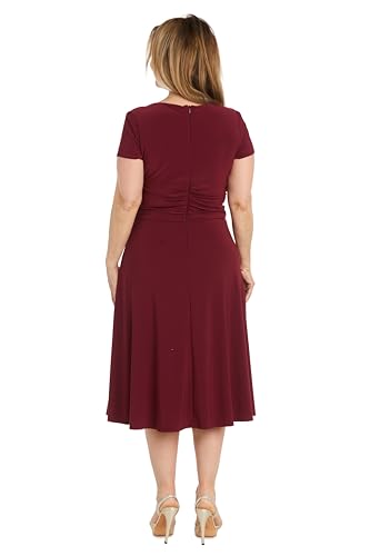 Image of R&M Richards Women's Metallic Foil Print Bodycon Dress W /Draped Capelet - Knee-Length Cocktail Party Outfit