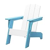 RESINTEAK Kids Adirondack Chair, All Weather Resistant, Indoor Outdoor Adirondack Chairs for Children and Pets, Outdoor Patio Backyard Furniture (White Blue)
