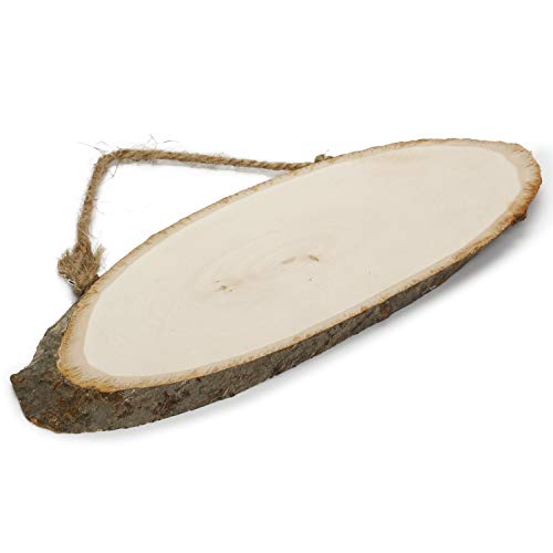 Image of Itsy Bitsy Wooden Natural Bark Oval with Rope Handles L9 x W26cm | Small Rustic Base for DIY Crafts, Gift Hampers, Decoration, Floral Styling & Home Display