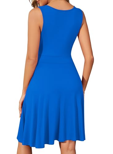 Image of WEACZZY Women's Summer Sleeveless Casual Dresses V-Neck Wrap Floral Holiday Tank Dress Flowy Beach Sundress with Pockets