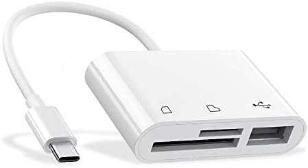 USB C to Micro SD TF Memory Card Reader, Compatible with iPad Pro, MacBook Pro/Air, Chromebook, 3-in-1 USB Camera Card Reader Adapter for XPS, Galaxy S10/S9 and More USB C Devices