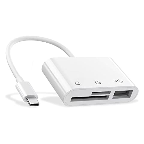 RayCue USB C to Micro SD TF Memory Card Reader, 3-in-1 USB Camera Card Reader Adapter Compatible with iPhone 15,iPad Pro, MacBook Pro/Air, Chromebook XPS, Galaxy S10/S9 and More USB C Devices Cover