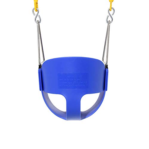 High Back Full Bucket Toddler Swing Seat with Yellow Plastic Coated Swing Chains Fully Assembled Swing Basket with Snap Hook and Triangle Dip Pinch Protection - Heavy-Duty Swing Baby Seat - Thumbnail 4