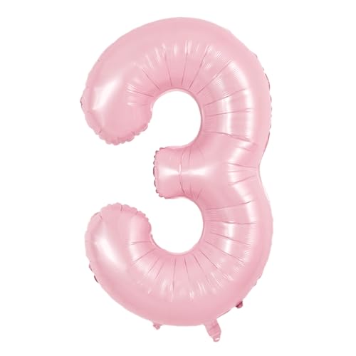 Image of TONIFUL 40 Inch Pastel Pink Number Balloon Balloon Big Pink Digital Balloon for Girl's Birthday Party Wedding Bridal Shower Engagement Anniversary Photo Shoot Supplies(Number 3)