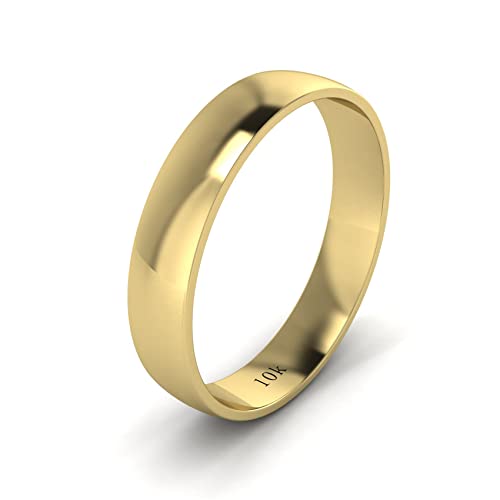 Image of LANDA JEWEL Unisex Solid 10k White Rose Yellow Gold 4mm Comfort Traditional Highly Polished Wedding Ring Plain Band