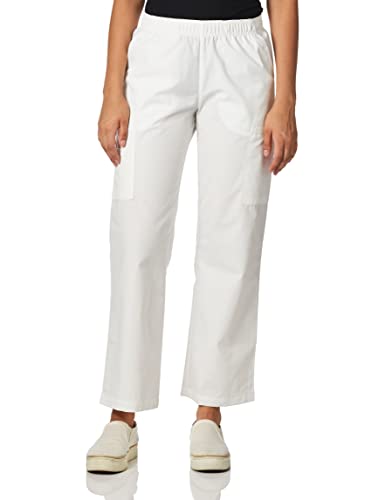 WonderWink Women's Quebec Full Elastic Cargo Pant, White, X-Small/Petite