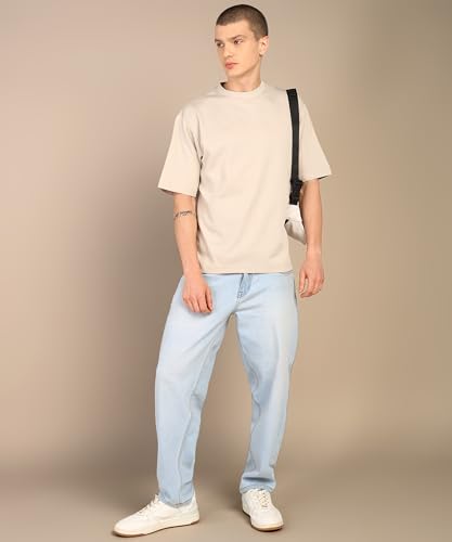 Image of Alan Jones Clothing Men's Oversized Solid T-Shirt | Premium Heavy Fabric | Crew Neck Casual Wear