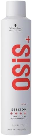 Schwarzkopf OSiS+ Session Extra Strong Hold Hairspray | Long Lasting Hold, Windproof Hold | Easy To Brush Without Flaking | Heat Protection up to 250°C/450°F | For All Hair Types, 300mL