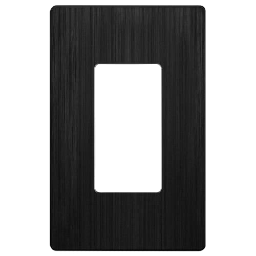 Image of LIDER Decorator Switch Cover, Screwless Wall Plate, Mid-Size 1-Gang 4.88 inch x 3.11 inch, LSWP-31M-BBK, UL Listed, Thermoplastic, Brushed Black, 1-Pack