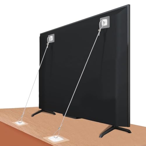 Fangxuee Kit de Correas de Seguridad Ajustables para TV de 42 Pulgadas, Anclajes Antivuelco Sin Taladro para Bebés, Fija Muebles A la Pared.