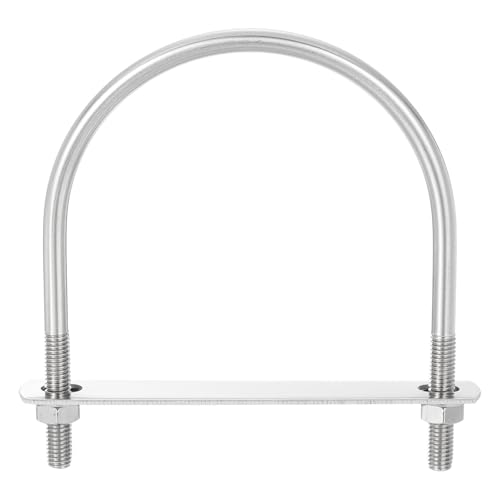 Image of uxcell Round U-Bolts, 6 Sets 104mm(4.09 inch) Inner Width 130mm Length M8 304 Stainless Steel U Clamp Bolt with Nuts and Plates, for Boat Trailer