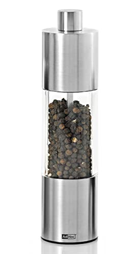 AdHoc MP10 Pfeffer- oder Salzmühle CLASSIC MEDIUM, Keramik Mahlwerk (ohne Gewürz), Edelstahl/Acryl
