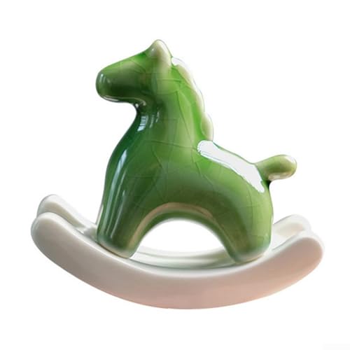Figura de caballo mecedora bellamente elaborada, un toque nostálgico para tu hogar (verde (galleta de hielo))