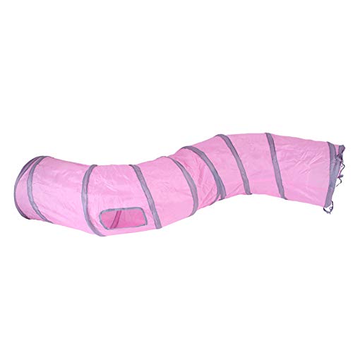 Image of iCAGY Cat Tunnel for Indoor Cats Interactive, Rabbit Tunnel Toys, Pet Toys Play Tunnels for Cats Kittens Rabbits Puppies Crinkle Pop Up 47 inch Shape S