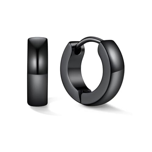 U7 Huggie Earrings, Small Hoop Earrings for Women, Hypoallergenic Stainless Steel Silver/Gold/Black Cartilage Earrings for Christmas Gift (7/8/9/10/12