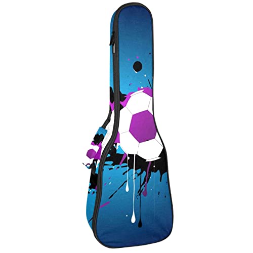 Housse de concert pour ukulélé soprano avec rembourrage 10mm et motif football abstrait