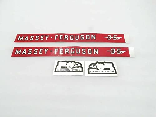 Image of New Tractor Bonnet Decal Sticker Set Fits For Massey Ferguson Mf35 35 Fe35