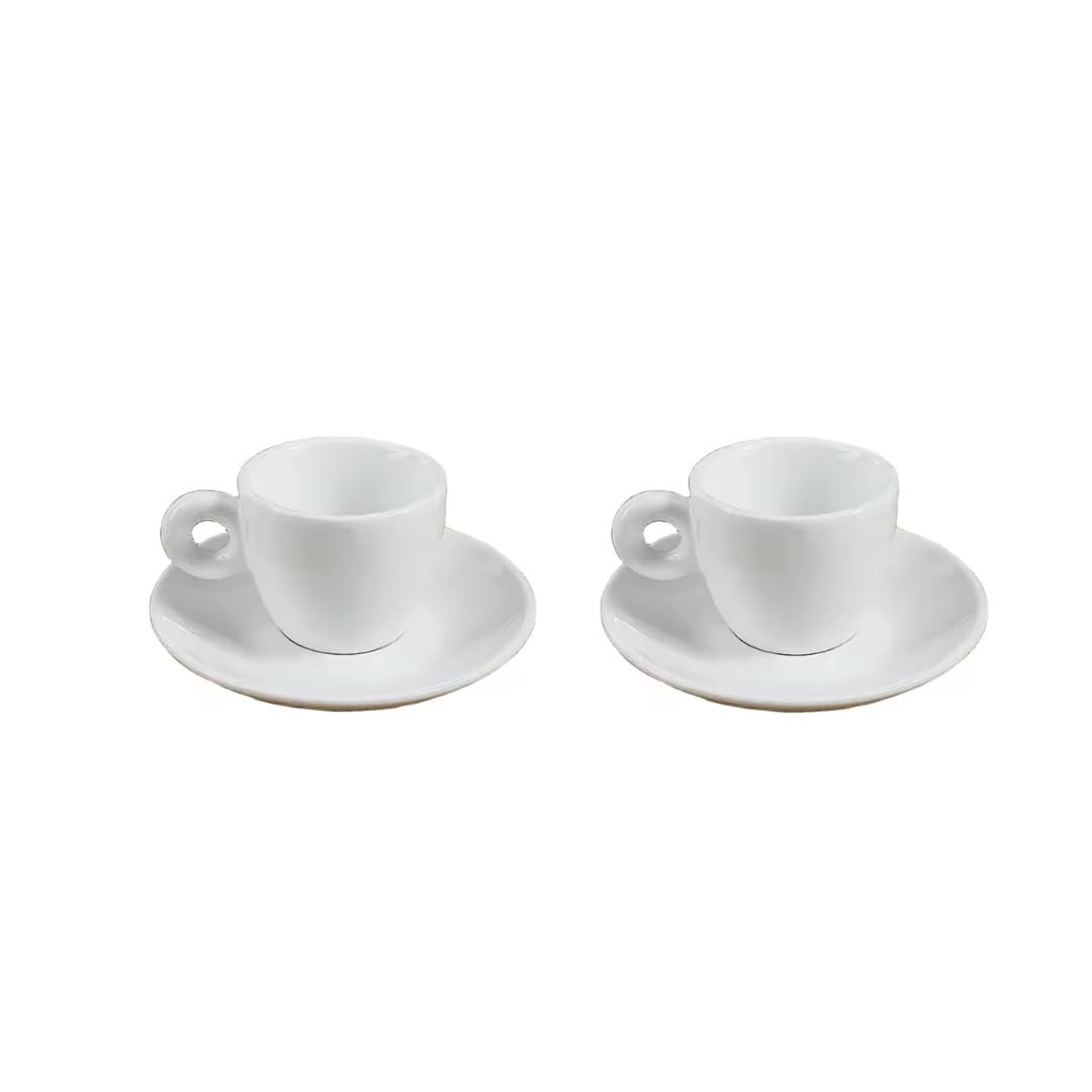 BEAN BLISS® Stoneware White Espresso Cup & Saucer Set of 2 – 90ml Each | Lead-Free | Dishwasher & Microwave Safe | Perfect for Single & Double Espresso Shot | Home, Office, Coffee Shop & Café Use-image-17