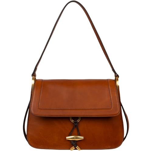 Image of Time Resistance Leather Shoulder Bag - Full-Grain Leather Handbag with Toggle Closure - Elegant Handbag for Women
