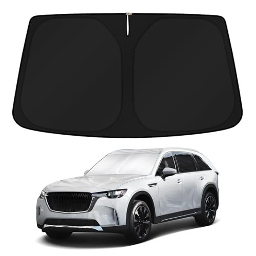 KUST Windshield Sun Shade for 2024 2025 2026 Mazda CX-90 CX90 PHEV Accessories Custom Fit Sunshade Sun Protector Blocks UV Rays Keep Your Car Cooler
