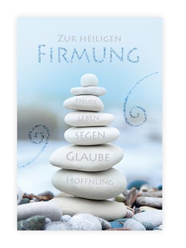 Firmungskarte mit Glimmer | Karte zur Firmung | Karte ohne Innentext | DIN B6 | Klappkarte inkl. Umschlag | Motiv: Steine